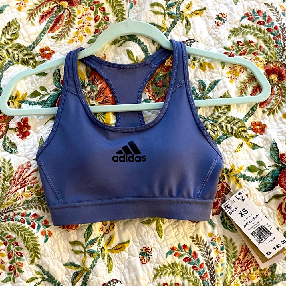 Adidas New With Tags NWT Sports Bra Size XS in periwinkle blue.